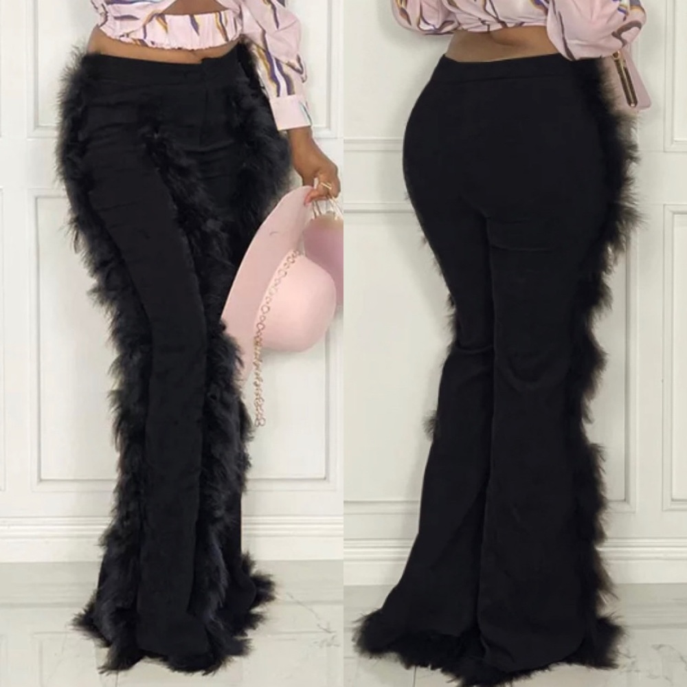 Corduroy Fur Trimmed Trousers